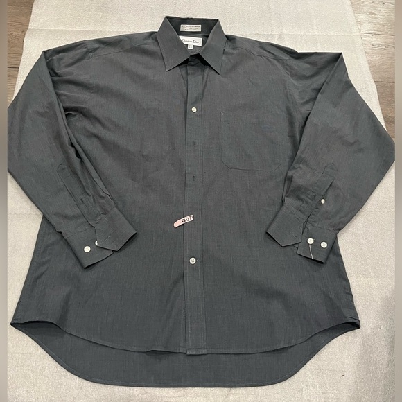 Dior Other - [15.5]Christian Dior Men's Dark Gray Cotton Blend Button Up Dress Shirt